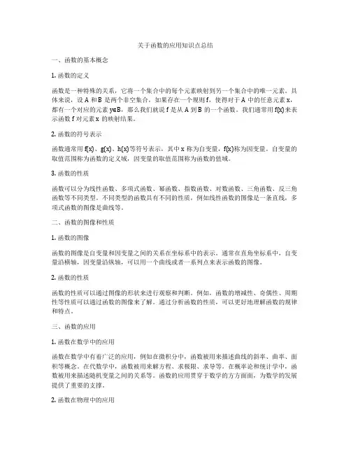 关于函数的应用知识点总结
