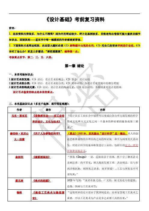 自考10177《设计基础》考前复习重点(保密资料)
