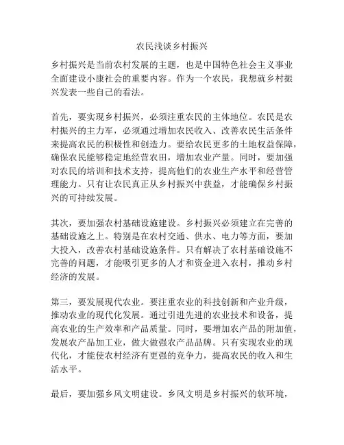 农民浅谈乡村振兴
