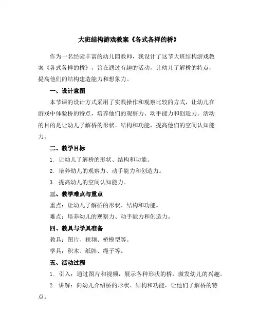 大班结构游戏教案《各式各样的桥》