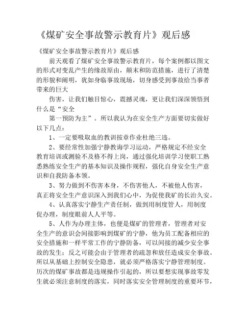 《煤矿安全事故警示教育片》观后感