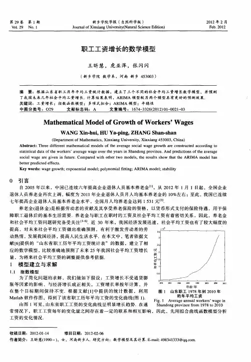 职工工资增长的数学模型