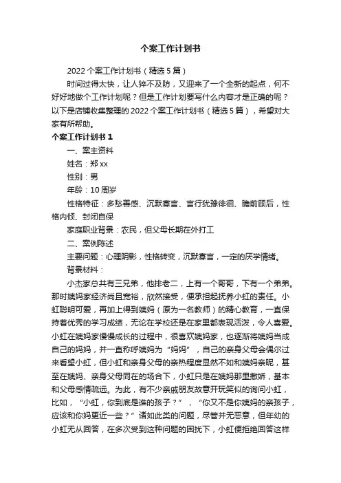 个案工作计划书