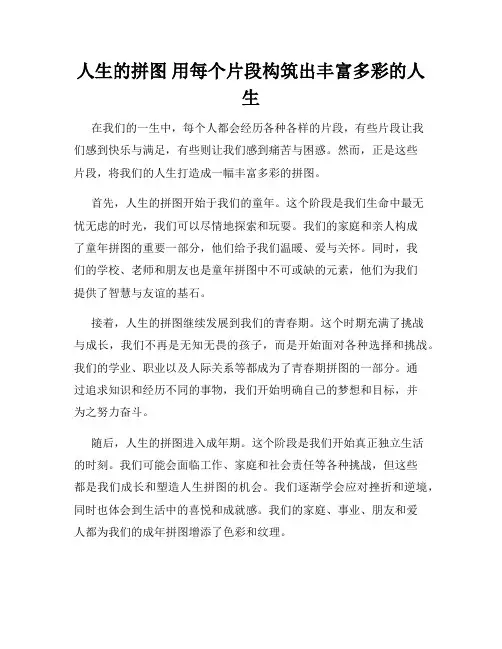 人生的拼图 用每个片段构筑出丰富多彩的人生