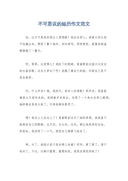不可思议的经历作文范文