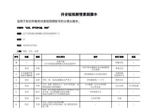 原创抖音短视频分镜头剧本