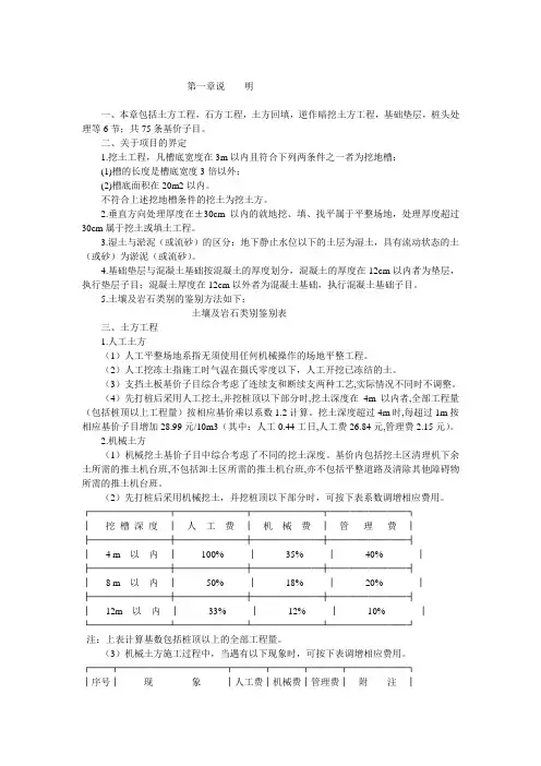 天津2012土建定额计算规则及说明