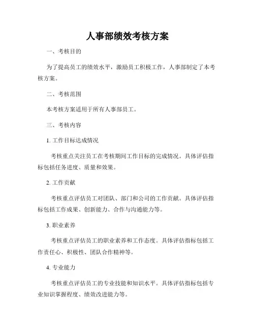 人事部绩效考核方案