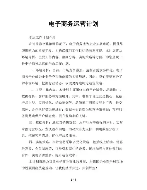 电子商务运营计划