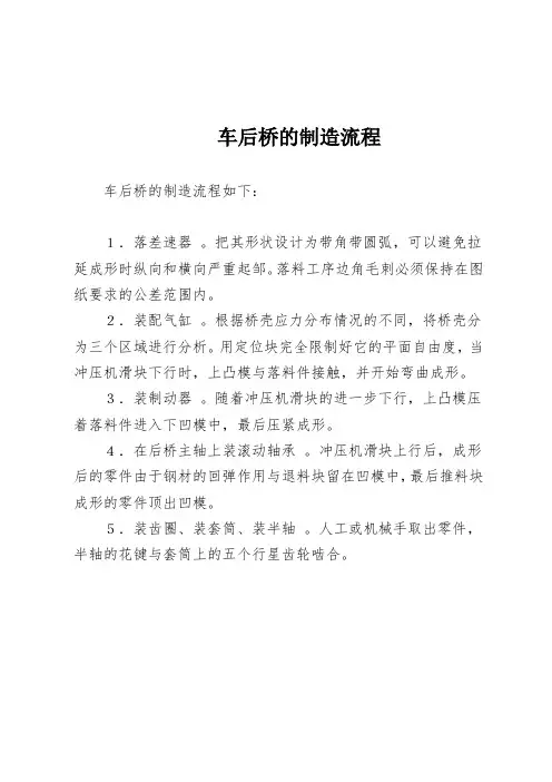 车后桥的制造流程