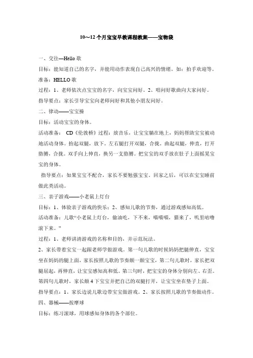 10～12个月宝宝早教课程教案——宝物袋