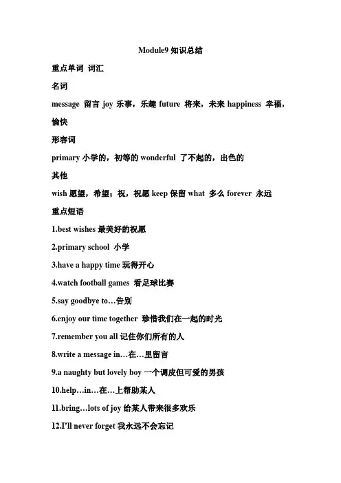 外研版(三年级起点)六年级下册英语第九模块学案