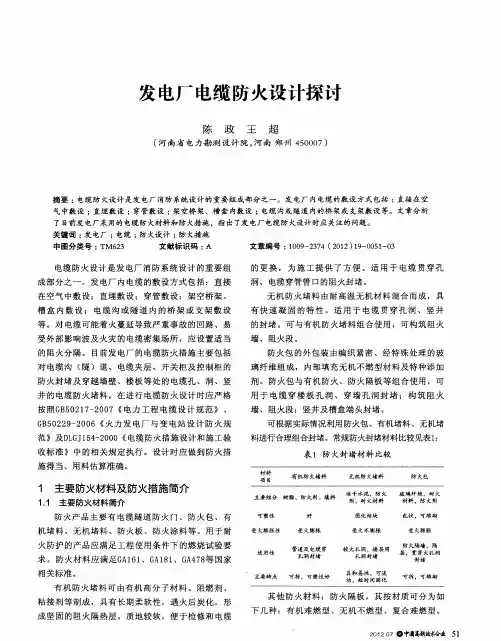 发电厂电缆防火设计探讨