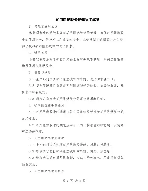 矿用阻燃胶带管理制度模版