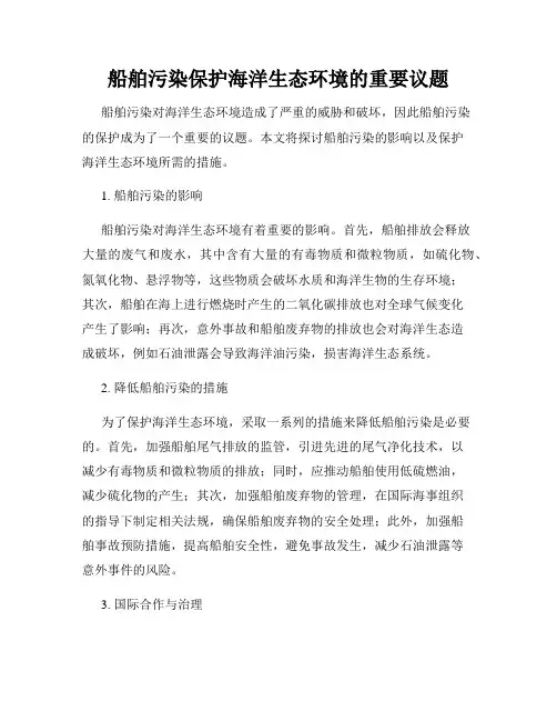 船舶污染保护海洋生态环境的重要议题