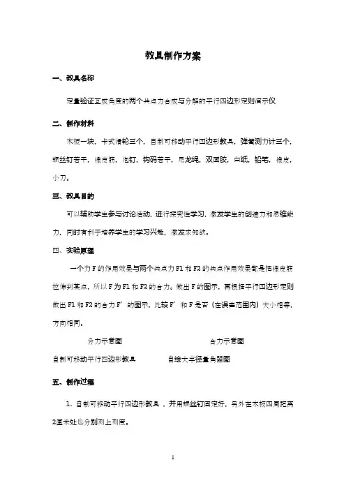 中学物理教具制作之力的合成与分解演示仪