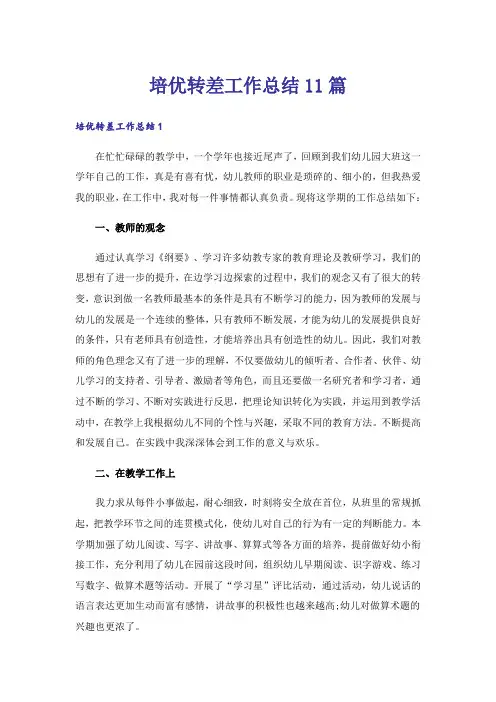 培优转差工作总结11篇