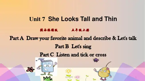 陕旅版五年级英语上册Unit7Shelookstallandthin第2课时课件 