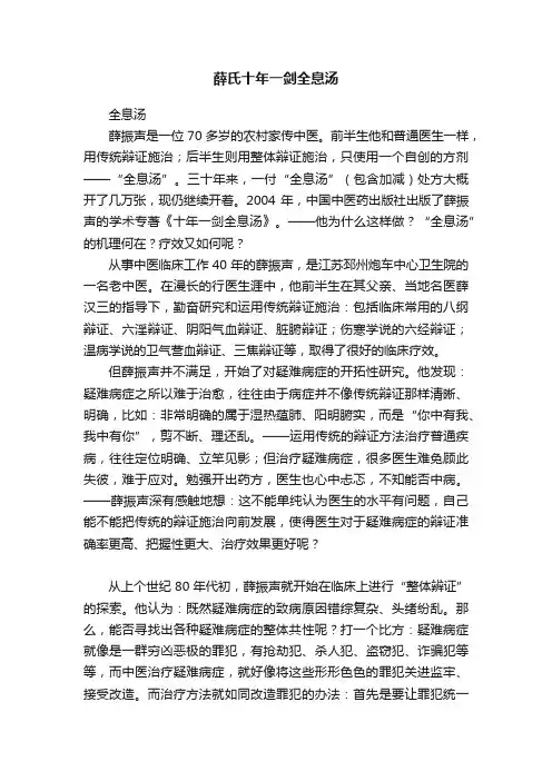 薛氏十年一剑全息汤