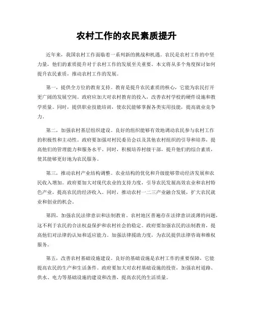 农村工作的农民素质提升