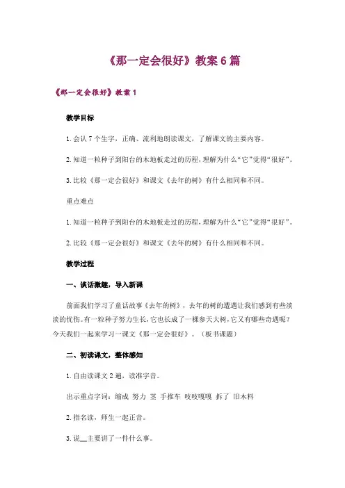 《那一定会很好》教案6篇