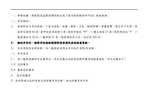 《医疗机构制剂许可证》换证验收细则