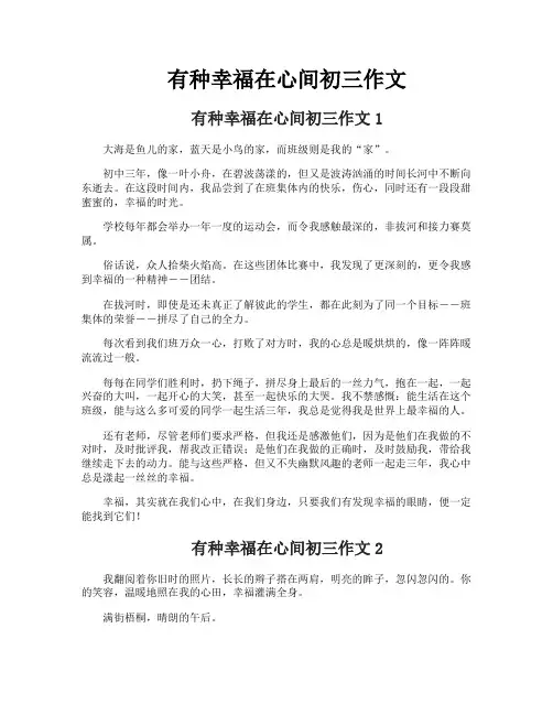 有种幸福在心间初三作文