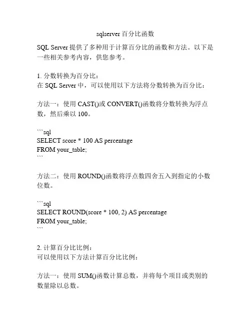 sqlserver百分比函数