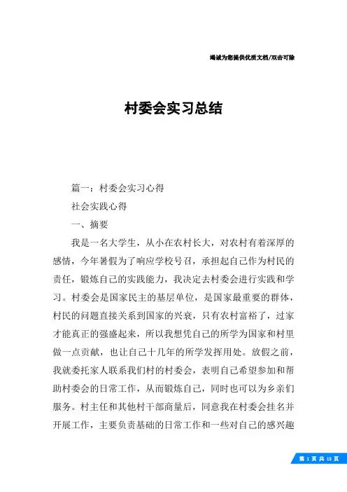 村委会实习总结