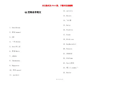 qq空间名字英文-