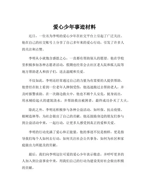 爱心少年事迹材料