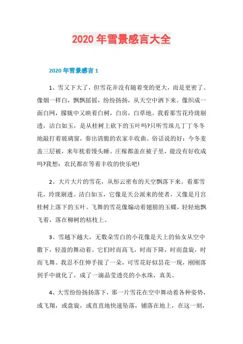 2020年雪景感言大全