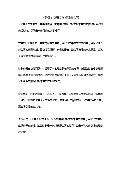 《盼望》艾青文学短评怎么写