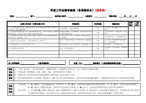 年度工作业绩考核表--技术员