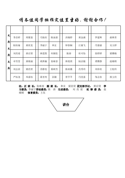 班级座位表50人