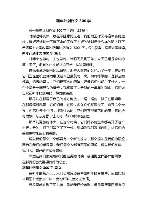 新年计划作文300字