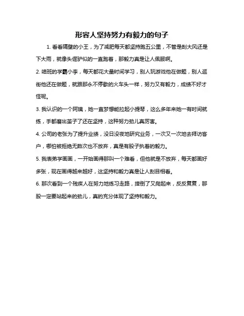 形容人坚持努力有毅力的句子