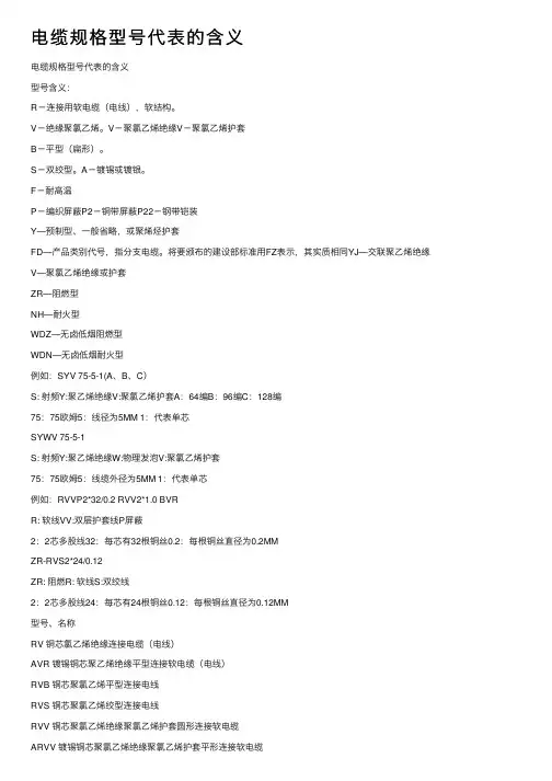电缆规格型号代表的含义