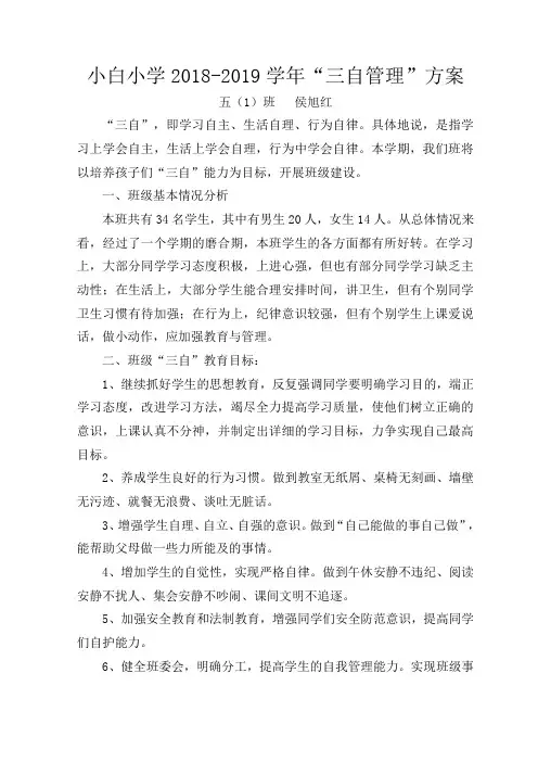 三自管理方案
