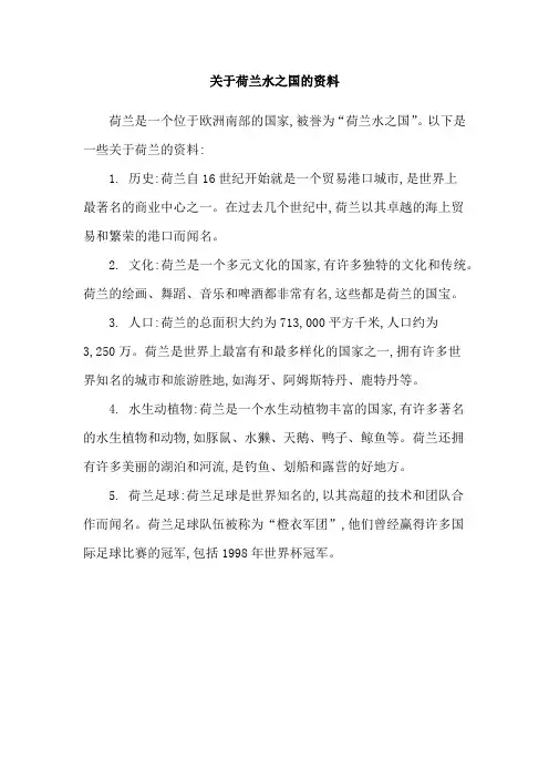 关于荷兰水之国的资料