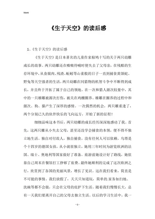《生于天空》的读后感