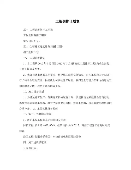 工期倒排计划表
