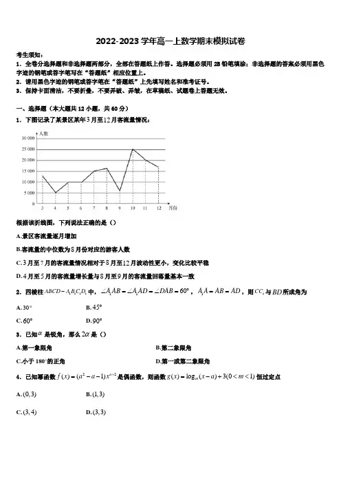 山东省德州市2023届高一数学第一学期期末复习检测模拟试题含解析