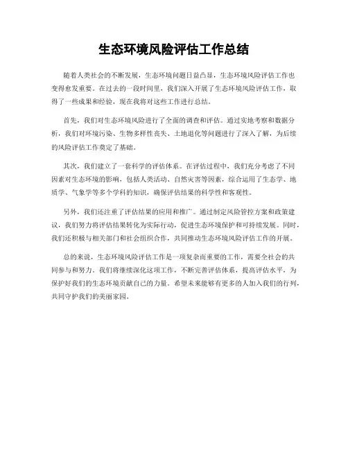 生态环境风险评估工作总结