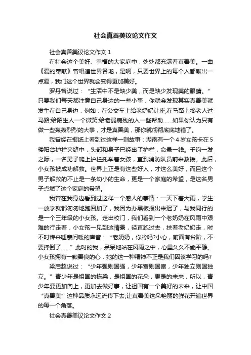 社会真善美议论文作文