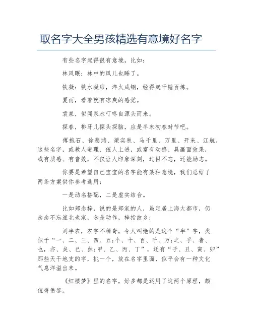 取名字大全男孩精选有意境好名字