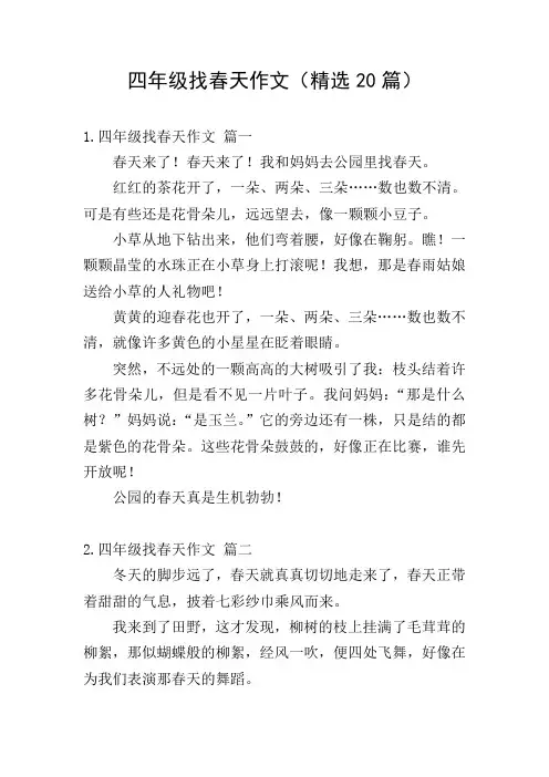 四年级找春天作文(精选20篇)