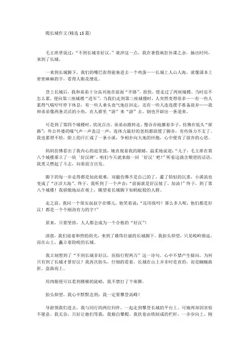 爬长城作文(15篇)精选
