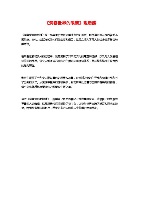 《洞察世界的眼睛》观后感