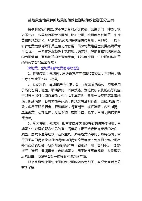 熟地黄生地黄和鲜地黄的药效差别从药效差别区分三者